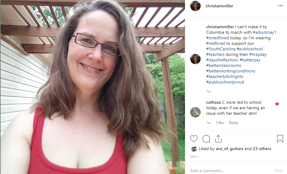 A screenshot of the author's selfie on Instagram together with a post and comments.